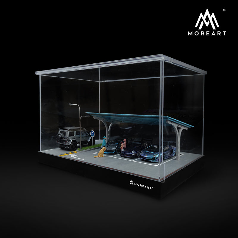 MOREART 1:64 scale open-air canopy parking lot scene simulation diorama