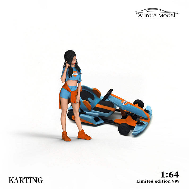 Front view of the AURORA MODEL Go-Kart Figure Gulf Set