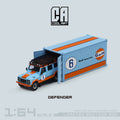 Front view of the Land Rover Defender Gulf Oil (1:64 scale)