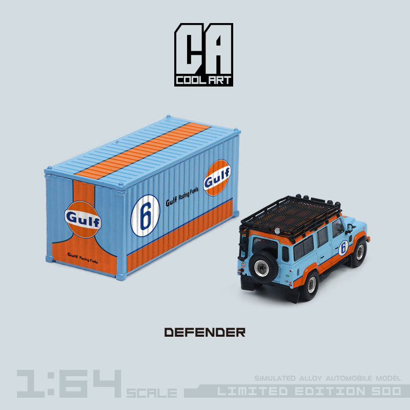 Gulf Oil logo on the Land Rover Defender