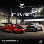 Honda Civic metallic red body modified with Doll Version