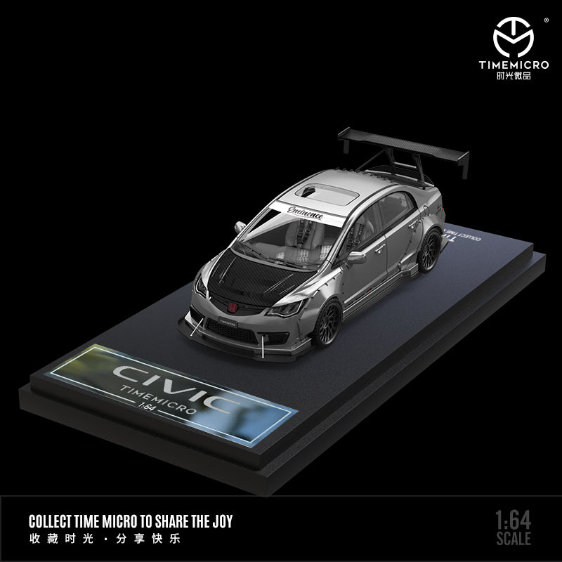 Front view of TIME MICRO Honda Civic Liquid Silver 1:64 scale model