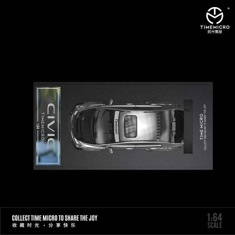 Rear view of TIME MICRO Honda Civic Liquid Silver 1:64 scale model