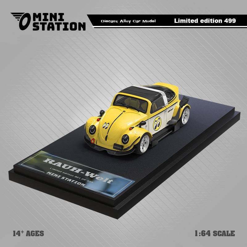 Beetle-Yellow MINI STATION 1:64 scale model car
