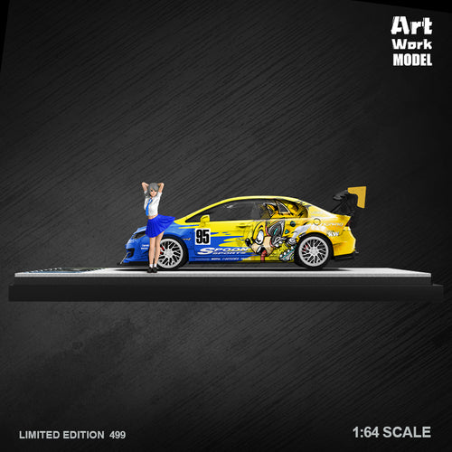 Body of a modified Honda Civic Spoon with cartoon decals