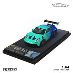 Front view of the AURORA MODEL Porsche 992 GT3 Falken 1:64 scale