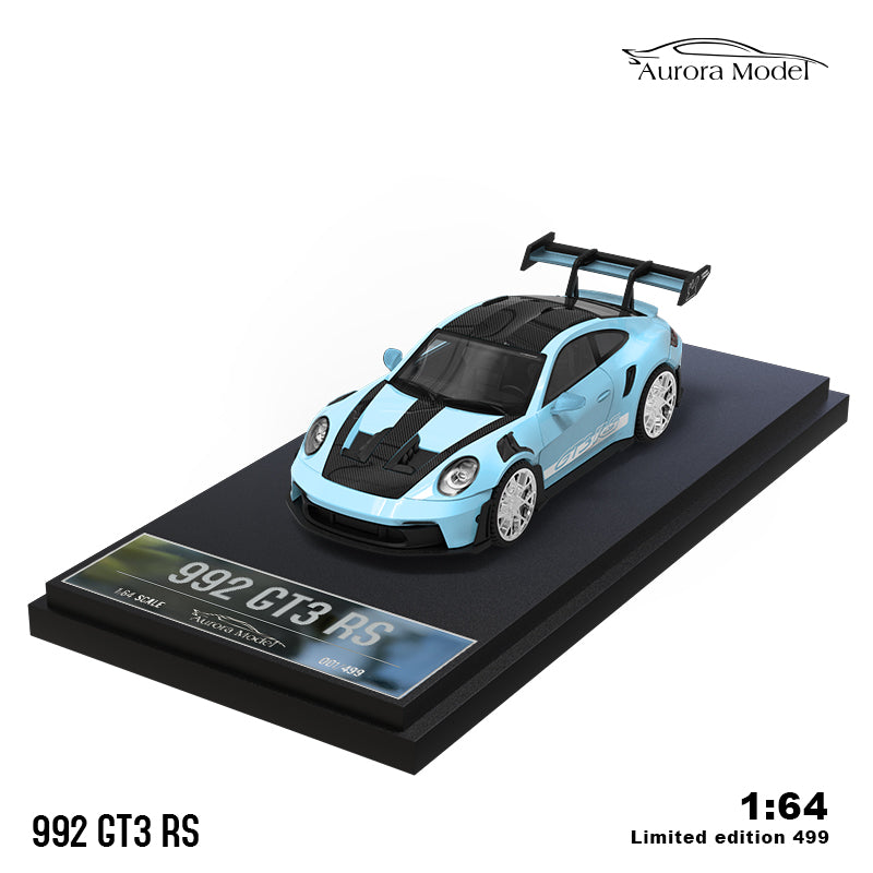 Porsche 992 GT3 RS Masson Blue AURORA Model 1:64 Scale