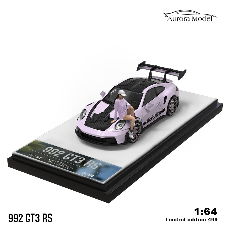 Porsche 992 GT3 RS Ice Plum Pink AURORA Model 1:64 Scale