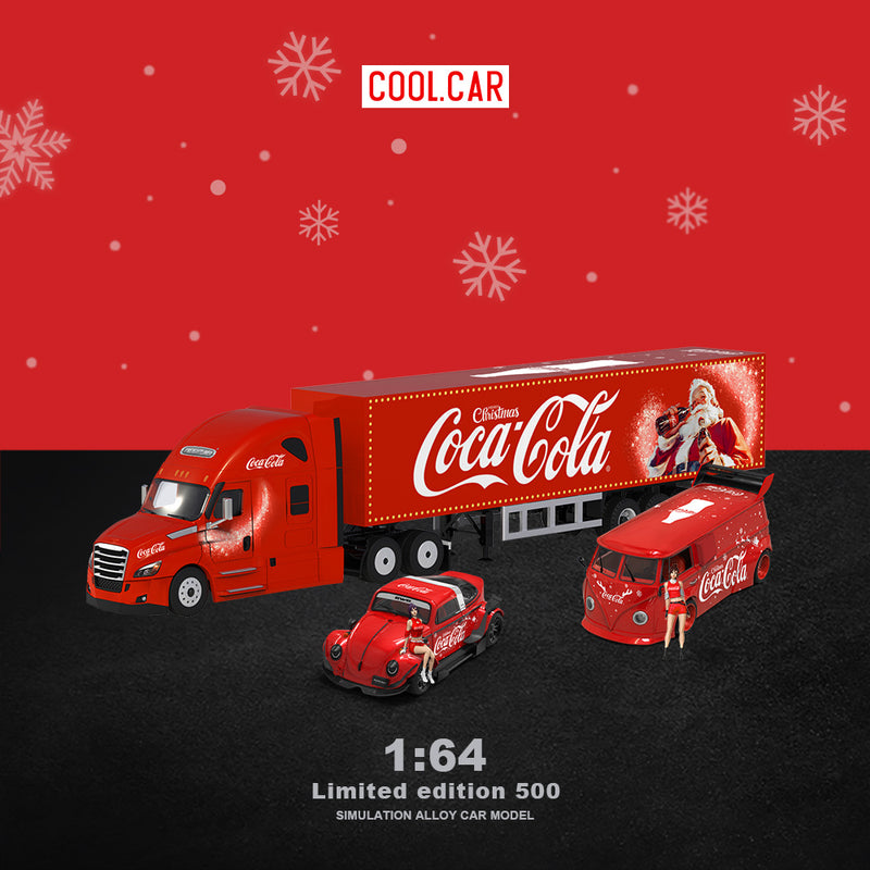 Front view of a 1:64 scale Freightliner Container Truck Coca-Cola