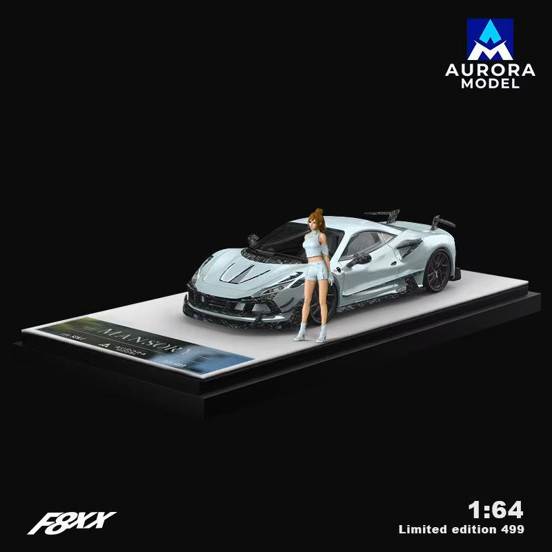 Front view of the Mansari modified F8XX-cement gray model car, 1:64 scale