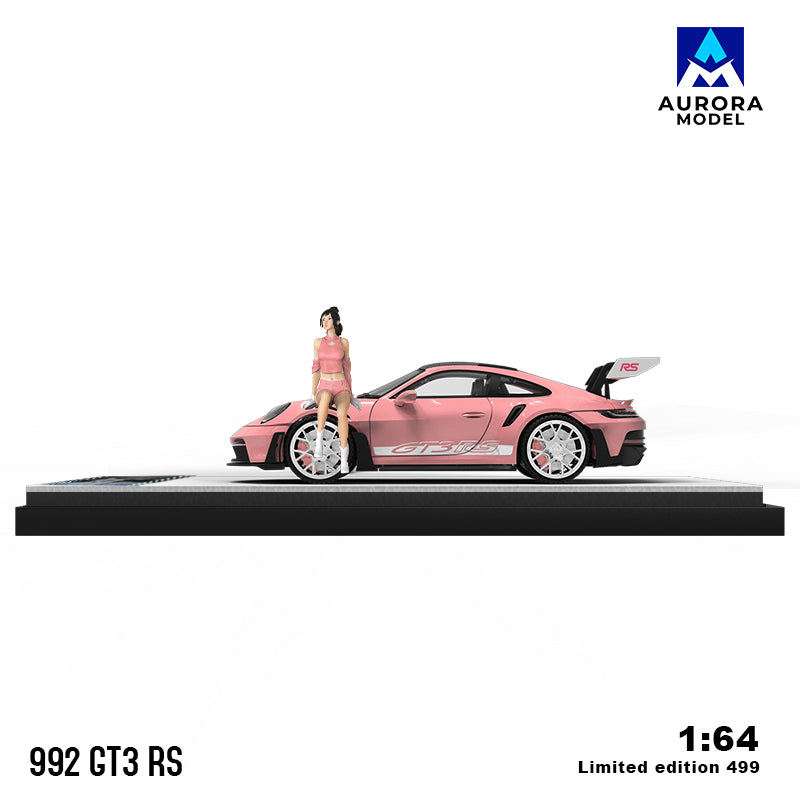 Porsche 992 GT3 RS Candy Pink Figure AURORA MODEL 1:64