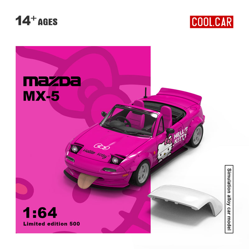 Mazda MX5 KT Cat Deep Pink Standard Edition COOL CAR 1:64 scale model