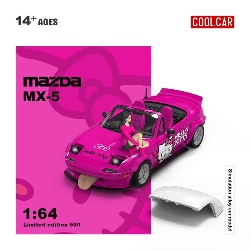 Mazda MX5 Hello Kitty Deep Pink Doll Edition COOL CAR 1:64 Scale Model