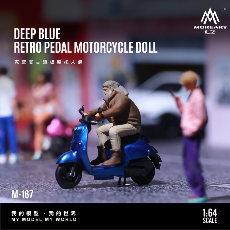 MOREART 1:64 Scale Dark Blue Retro Scooter Model