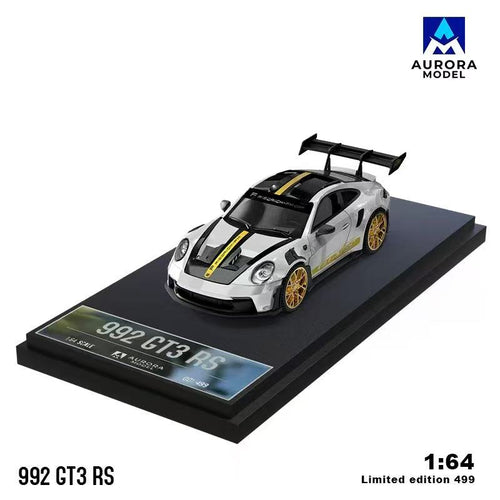 Aurora Model Porsche 992 GT3 RS-Platinum Single Bike 1:64 Scale Model