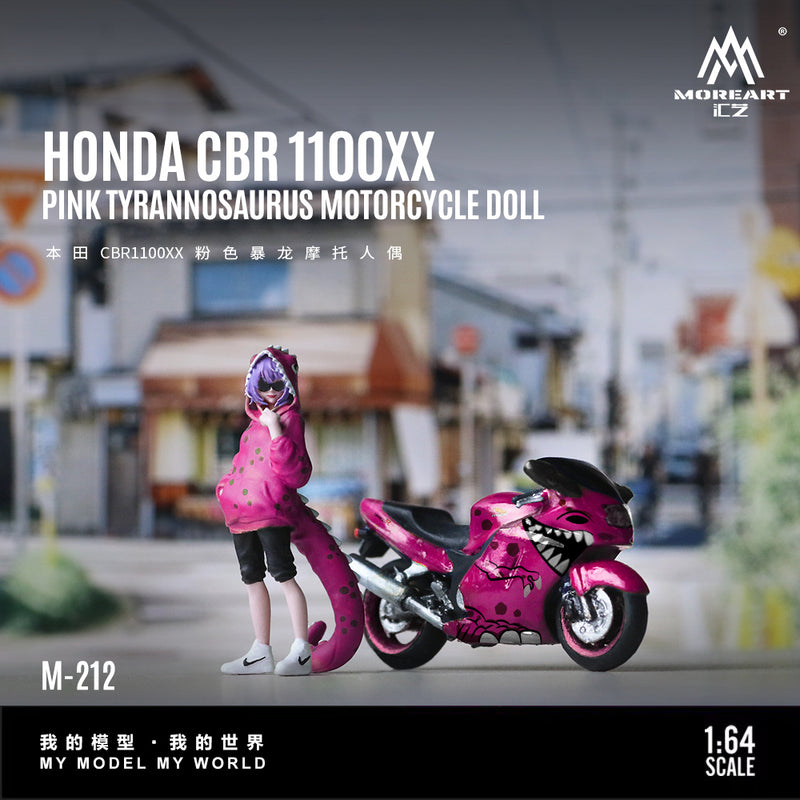[RELEASED] MOREART 1:64 Honda CBR1100XX Pink Tyrannosaurus Rex Motorcycle Figure MO222212