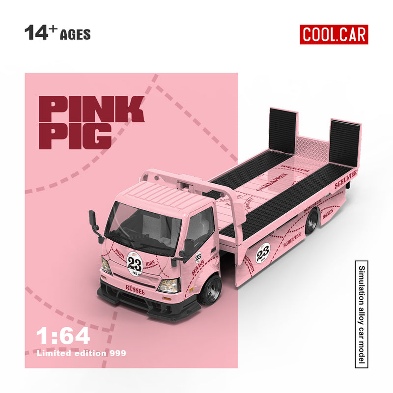 [RELEASED] COOL CAR 1:64 H300 Flatbed Transport Trailer - Pink Pig CC647223