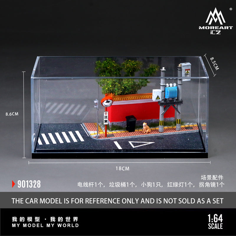 MOREART Urban Red Wall Corner Diorama Model