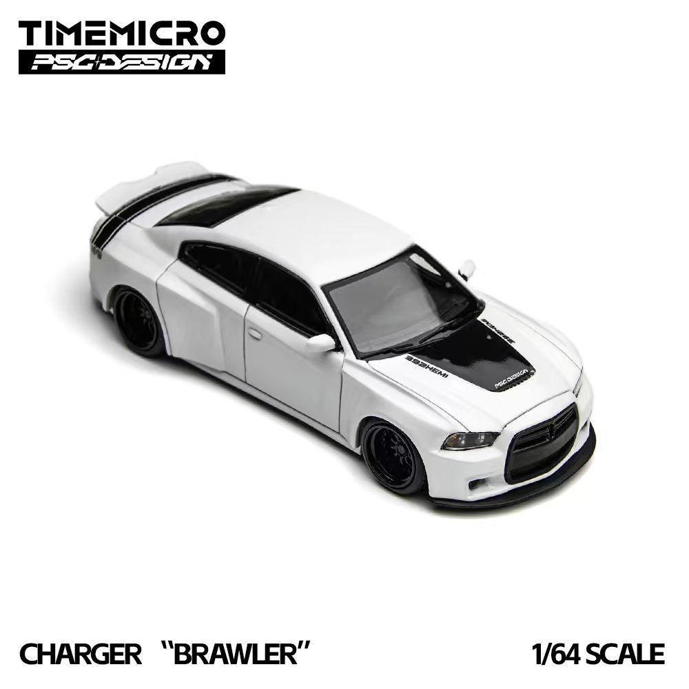 TIME MICRO 1:64 Scale Charger Brawler White Model Car