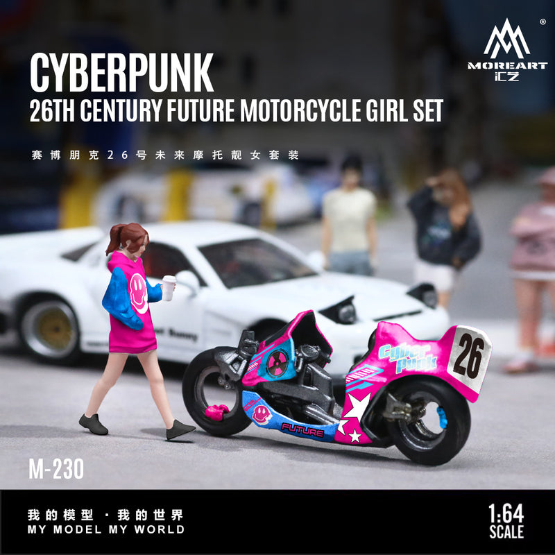 [PRE-ORDER] MOREART 1:64 Cyberpunk 26 Future Motorcycle Girl Set MO222230